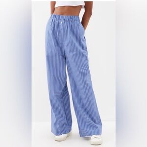 The Frankie Shop Blue Pinstripe Wide-Leg Pants Size Small